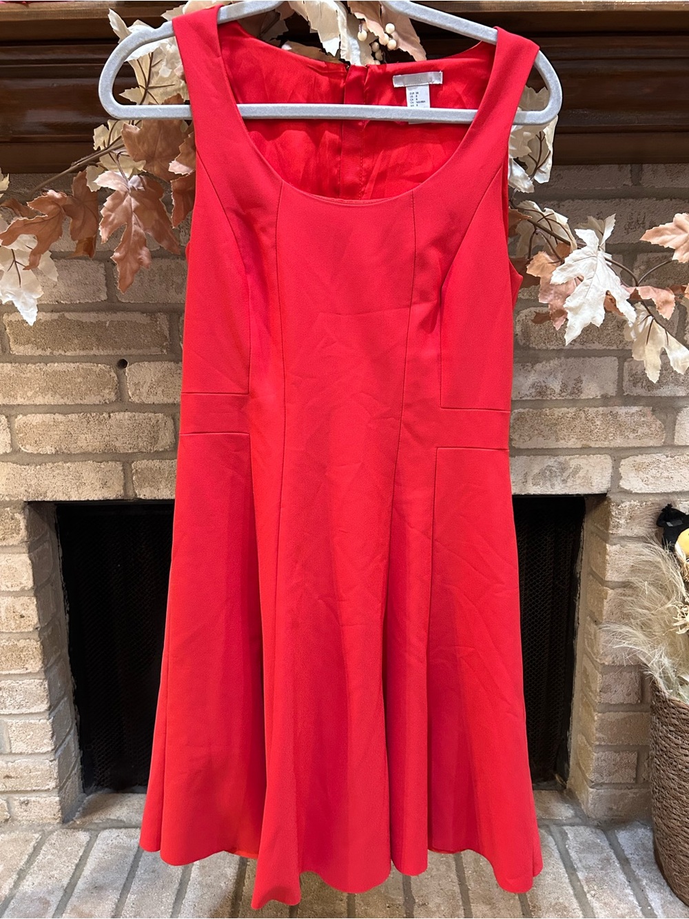 H&M Red Sleeveless Fit-and-Flare Dress EUC